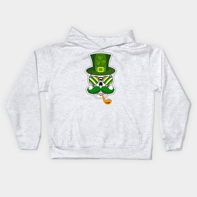 Leprechaun Hat with Skull-ST Pattys Day Gifts Kids Hoodie by GoodyBroCrafts